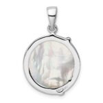 Sterling Silver Rhodium-plated Polished Round Mother of Pearl Palm Tree Pendant - Image 4