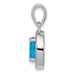 Sterling Silver Rhod-plated Blue and White CZ Oval Pendant - Image 2