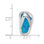 Sterling Silver Rhodium Created Blue Opal Flip-Flop Slide - Image 3