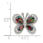 Sterling Silver Rhodium-plated Polished Dark Mystic CZ Butterfly Pendant - Image 3