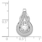 Sterling Silver Platinum-plated Vibrant CZ Knot Pendant - Image 3
