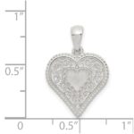 Sterling Silver Polished Filigree Heart Pendant - Image 3
