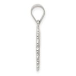 Sterling Silver Polished Mini Floral Center Heart Pendant - Image 2