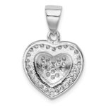 Sterling Silver Rhodium-plated Polished CZ Heart Pendant - Image 4
