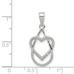 Sterling Silver Rhodium-plated Polished CZ Heart Pendant - Image 3