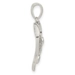 Sterling Silver Rhodium-plated Polished Open Heart CZ Pendant - Image 2