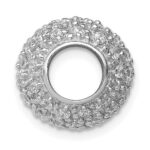 Sterling Silver Rhodium-plated w/CZ Bead Chain Slide Pendant - Image 2