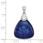Sterling Silver Rhodium-plated w/CZ and Lapis Lazuli Pendant - Image 3