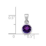 Sterling Silver Rhodium-plated Polished Amethyst Round Pendant - Image 3