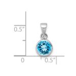 Sterling Silver Rhodium-plated Polished Blue Topaz Round Pendant - Image 3