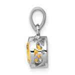 Sterling Silver Rhodium-plated Polished Citrine Round Pendant - Image 2