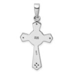 Sterling Silver Rhodium-plated CZ / Created Opal Cross Pendant - Image 3