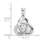 Sterling Silver Platinum-plated Vibrant Moving CZ Swarovski Zirconia Center Stone Trinity Pendant - Image 4