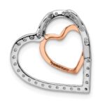 Sterling Silver Rhodium and Rose-tone w/CZ Heart Chain Slide - Image 3