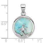 Sterling Silver Rhodium-plated Larimar with Palm Tree Pendant - Image 4