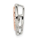 Sterling Silver Platium-plated Rose-tone Vibrant CZ Heart Chain Slide - Image 2