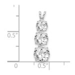 Sterling Silver Rhodium-plated Polished CZ Round Shaped 3 Stone Pendant - Image 4