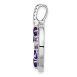 Sterling Silver Rhodium-plated Amethyst and CZ Circle Pendant - Image 2