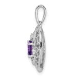 Sterling Silver Rhodium-plated Oval Amethyst and White Topaz Pendant - Image 2