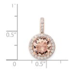 Sterling Silver Rose-tone / CZ Round Halo Pendant - Image 4