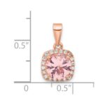 Sterling Silver Rose-tone Square Crystal Pendant - Image 4