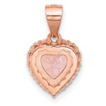 Sterling Silver Rose-plated Pink Crystal Heart and Clear CZ Pendant - Image 3