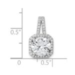 Sterling Silver Rhodium-platedCZ Halo Pendant - Image 4