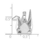 Sterling Silver Rhodium-plated Origami Crane Pendant - Image 4