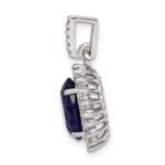 Sterling Silver Rhodium-plated Blue and Clear CZ Pendant - Image 2