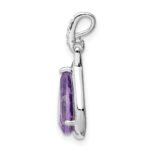 Sterling Silver Rhodium-plated Amethyst Teardrop Pendant - Image 2