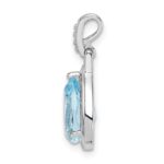 Sterling Silver Rhodium-plated Blue Topaz Teardrop Pendant - Image 2