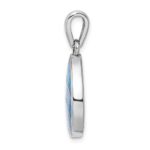Sterling Silver Rhodium-plated Created Opal Inlay Teardrop Pendant - Image 2