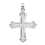 Sterling Silver Rhodium-plated Created Opal Cross CZ Pendant - Image 3