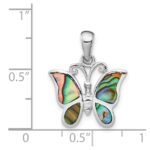 Sterling Silver Rhodium-plated Abalone Butterfly Pendant - Image 3