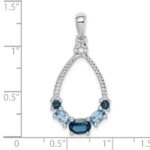 Sterling Silver Rhod-plat London blue and LB topaz Pendant - Image 4