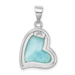 Sterling Silver Rhodium-plated Larimar Heart Pendant - Image 3