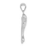 Sterling Silver Rhodium-plated Polished Created Blue Opal Dolphin Pendant - Image 2