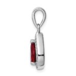 Sterling Silver Rhod Plated Red and Clear CZ Pendant - Image 2