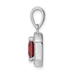 Sterling Silver Rhodium Plated Clear CZ and Square Red CZ Pendant - Image 2