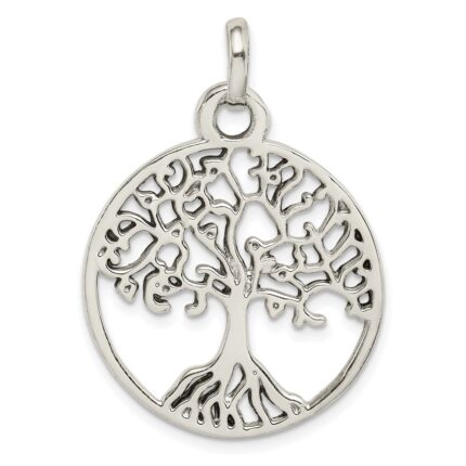 Sterling Silver Polished Tree of Life Pendant