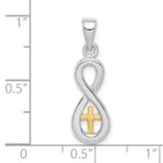 Sterling Silver Rhodium-plated & Gold tone Cross Infinity Pendant - Image 4