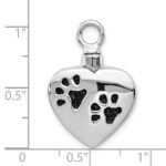 Sterling Silver Rhodium-plated Enameled Paw Prints Heart Ash Holder - Image 4