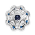Sterling Silver Rh-plated CZ/Synthetic Blue Spinel Flower Chain Slide - Image 3