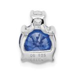 Sterling Silver Rhodium-plated Blue and White CZ Chain Slide - Image 4