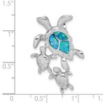 Sterling Silver Rhodium-plated Created Blue Opal Sea Turtles Slide - Image 4