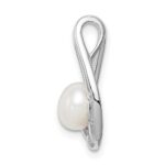 Sterling Silver Rhodium-plated CZ (6-7mm) FWC Pearl Teardrop Chain Slide - Image 2