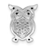 Sterling Silver Rhodium-plated Polished Black and Clear CZ Owl Chain Slide - Image 3