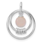Sterling Silver Polished Pink Quartzite in Circles Pendant - Image 4