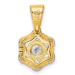 Sterling Silver Polished Gold-tone CZ Flower Pendant - Image 4