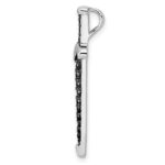 Sterling Silver Black/White Rhodium-plated Black CZ Sword Pendant - Image 2